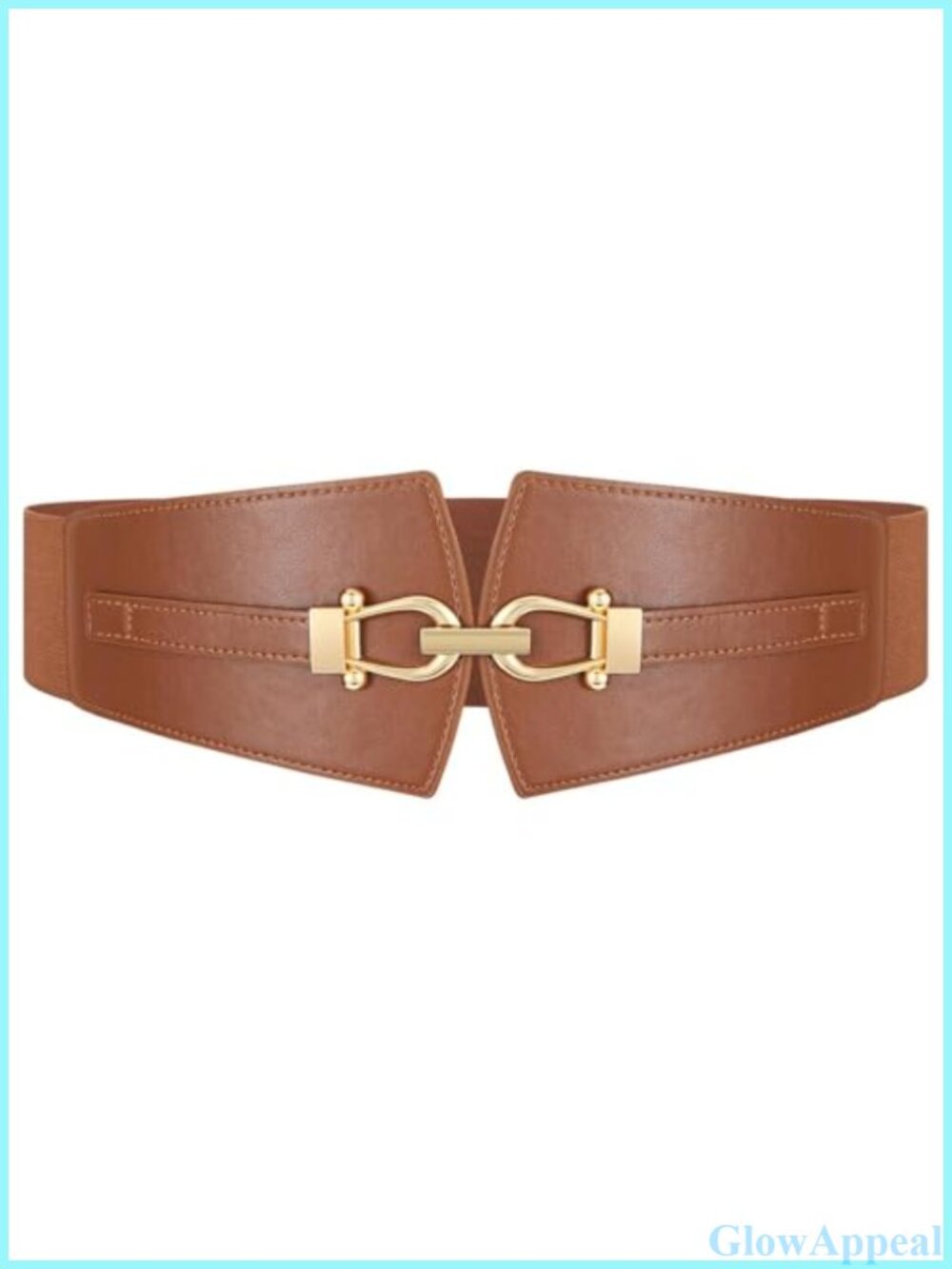 Wide Elastic Corset Belt Gold Buckle Leather Stretch Waist Belt for Dresses